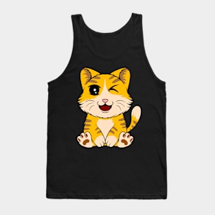 Winkie Whiskers: Cat-Inspired Wink Face T-Shirt Tank Top